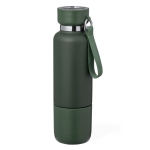 Termo de aço inox de 500ml, copo 300ml e alça de transporte cor verde primeira vista