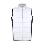 Colete de soft shell e poliéster com detalhe negro na lateral cor branco primeira vista