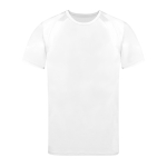 T-shirt técnica personalizada de poliéster 100% transpirável 135 g/m2 cor branco primeira vista