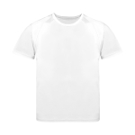 T-shirt técnica para crianças de poliéster 100% transpirável 135 g/m2 cor branco primeira vista
