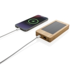 Powerbank de 100% bambu com painel solar de carregamento 10.000 mAh cor castanho segunda vista