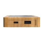 Powerbank de 100% bambu com painel solar de carregamento 10.000 mAh cor castanho sexta vista