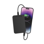 Powerbank magnética de alumínio reciclado com íman 3.000 mAh cor preto quinta vista