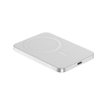 Powerbank magnética de alumínio reciclado com íman 3.000 mAh cor prateado
