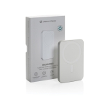 Powerbank magnética com carga ultrarrápida e íman 5.000 mAh cor prateado vista com caixa