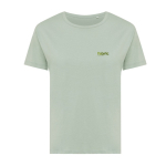 T-shirt de mulher algodão reciclado slim fit 160 g/m2 Iqoniq cor verde oliva vista com logo