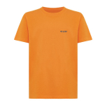 T-shirt de criança algodão reciclado casual fit 160 g/m2 Iqoniq cor cor-de-laranja vista com logo