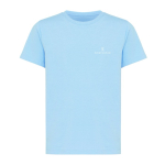 T-shirt de criança algodão reciclado casual fit 160 g/m2 Iqoniq cor ciano vista com logo