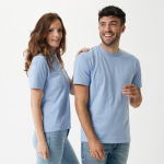 T-shirt unissex de algodão reciclado slim fit 160 g/m2 Iqoniq cor ciano terceira vista