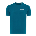 T-shirt unissex de algodão reciclado slim fit 160 g/m2 Iqoniq cor azul acinzentado vista com logo