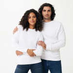 Camisola unissex de algodão reciclado slim fit 280 g/m2 Iqoniq cor branco terceira vista