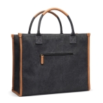 Grande saco de escritório de lona reciclada com bolso para PC cor preto