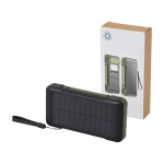 Powerbank de plástico reciclado com manivela e cabos de 10.000 mAh cor verde militar terceira vista