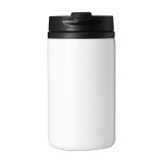 Copo térmico de aço inoxidável reciclado com tampa giratória 250ml cor branco segunda vista frontal