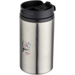 Copo térmico de aço inoxidável reciclado com tampa giratória 250ml cor prateado mate vista impressão tampografia