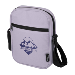 Saco tiracolo de poliéster reciclado repelente à água com bolsos vista impressão transfer