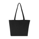 Saco XL de algodão reciclado com zíper e bolso 500 g/m2 cor preto segunda vista frontal