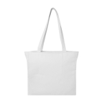 Saco XL de algodão reciclado com zíper e bolso 500 g/m2 cor branco segunda vista frontal