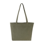 Saco XL de algodão reciclado com zíper e bolso 500 g/m2 cor verde segunda vista frontal