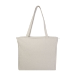Saco XL de algodão reciclado com zíper e bolso 500 g/m2 cor marfim segunda vista frontal
