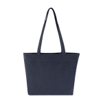 Saco XL de algodão reciclado com zíper e bolso 500 g/m2 cor azul-marinho segunda vista frontal