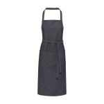 Avental de algodão reciclado estilo jeans com bolsos 320 g/m2 cor azul ganga