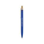 Caneta de alumínio e bambu com detalhe transparente tinta preta vista principal