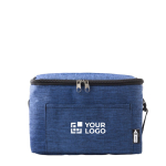 Saco térmico de poliéster para 6 latas com alça ajustável cor azul vista principal