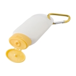 Creme solar FPS 30 com mosquetão e tampa correspondente 60ml cor amarelo quarta vista