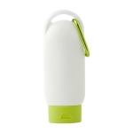 Creme solar FPS 30 com mosquetão e tampa correspondente 60ml cor verde-claro primeira vista
