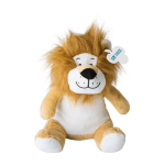 Leão de peluche com etiqueta personalizável e olhos bordados cor bege vista principal
