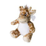 Girafa de peluche com olhos bordados e etiqueta imprimível cor cor-de-laranja primeira vista