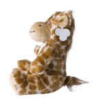Girafa de peluche com olhos bordados e etiqueta imprimível cor cor-de-laranja segunda vista