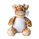 Girafa de peluche com olhos bordados e etiqueta imprimível cor cor-de-laranja vista principal