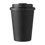 Copo de plástico com tampa de rosca e abertura para beber 350ml cor preto primeira vista