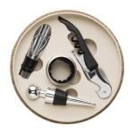 Conjunto para vinho com estojo de cortiça e diversos acessórios cor castanho segunda vista