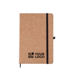 Caderno de pele reciclada, suporte para canetas A5, folhas de linhas cor castanho vista principal