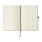 Caderno de pele reciclada, suporte para canetas A5, folhas de linhas cor preto terceira vista