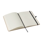 Caderno de pele reciclada, suporte para canetas A5, folhas de linhas cor preto quarta vista