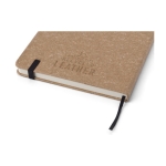 Caderno de pele reciclada, suporte para canetas A5, folhas de linhas cor preto quinta vista