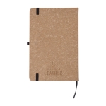 Caderno de pele reciclada, suporte para canetas A5, folhas de linhas cor preto sexta vista