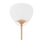 Leque estilo pai pai com pega de bambu personalizável cor branco primeira vista