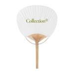 Leque estilo pai pai com pega de bambu personalizável cor branco segunda vista
