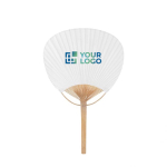 Leque estilo pai pai com pega de bambu personalizável cor branco vista principal