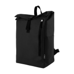 Mochila roll-top de poliéster com fecho vertical na frente primeira vista