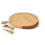 Tábua de corte de bambu com alça e três utensílios incluídos cor natural