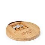 Tábua de corte de bambu com alça e três utensílios incluídos vista principal