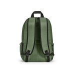 Mochila de nylon reciclado com zíperes impermeáveis 22L 15,6” cor verde militar vista traseira 