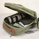 Mochila de algodão reciclado com revestimento encerado 230 g/m2 cor verde militar terceira vista 