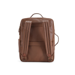 Mochila elegante em pele reciclada com bolso expansível para PC de 17'' cor castanho escuro vista traseira 